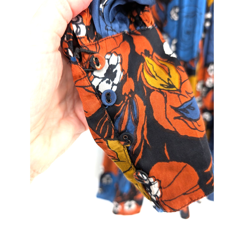 Cleobella Floral Mini Dress Womens XS Blue Orange Ruffle Tiered Boho Festival - Picture 8 of 15
